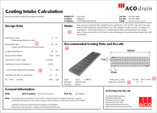 Grating Intake Calculation